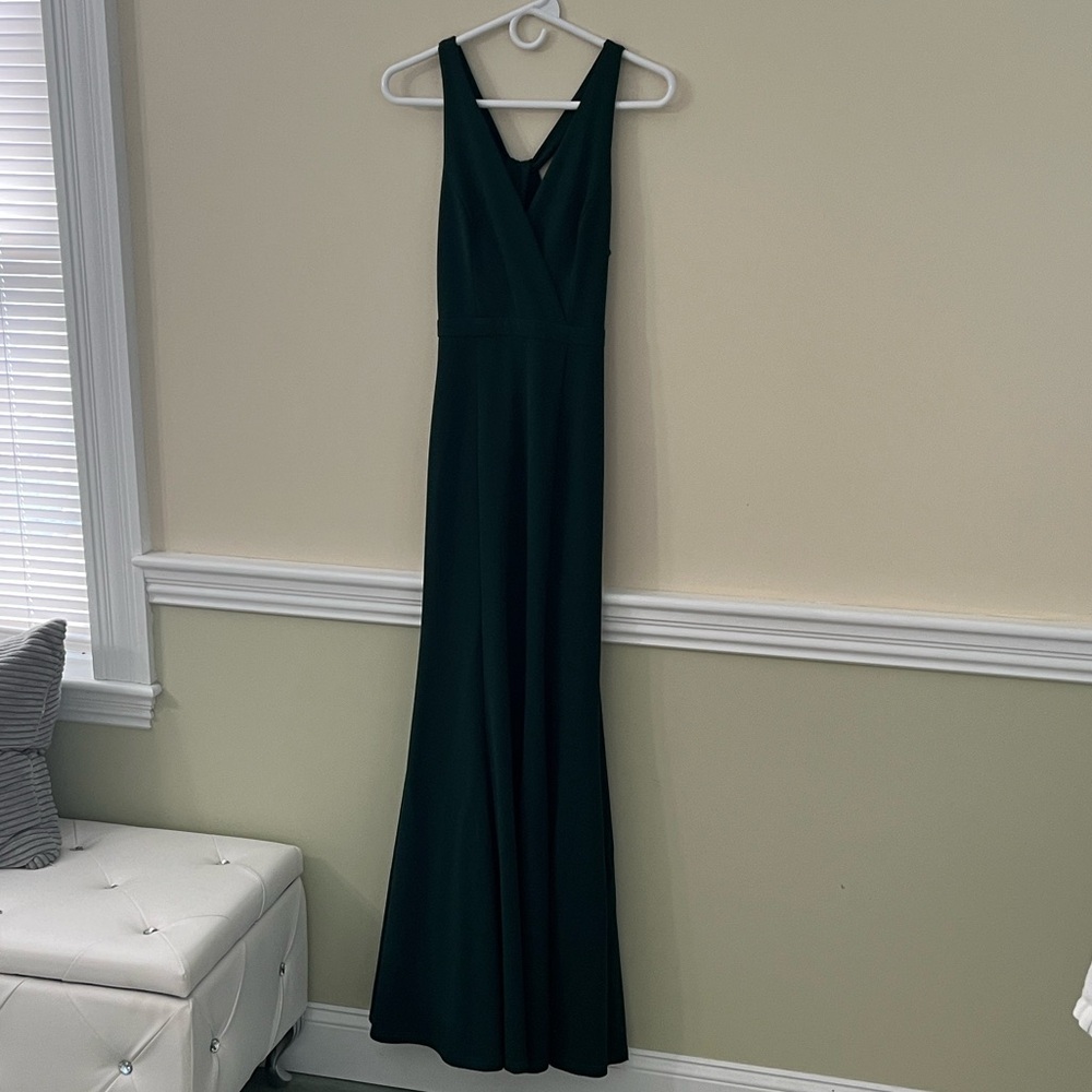 LULUS Green V Neck Twist Back Skater Maxi Length Prom Dress XS NWOT - Picture 4 of 10